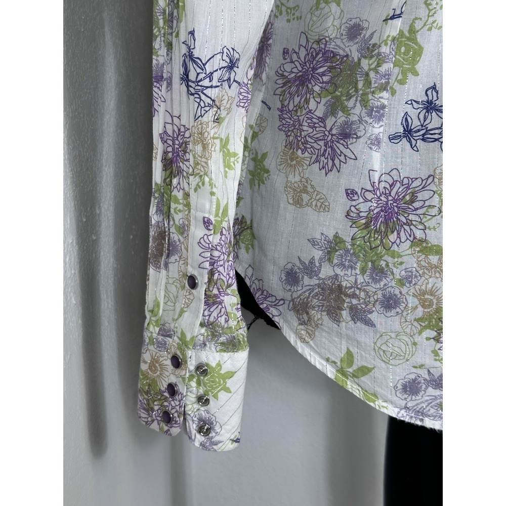 Ariat Western Shirt Women's Small Striped Long Sleeve Lavender Pearl Snaps - Picture 12 of 16